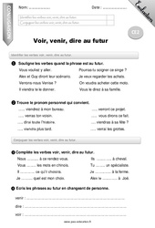 Voir, venir, dire au futur - Examen Evaluation - Bilan : Primaire 3 - PDF à imprimer
