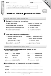 Prendre, vouloir, pouvoir au futur - Examen Evaluation - Bilan : Primaire 3 - PDF à imprimer