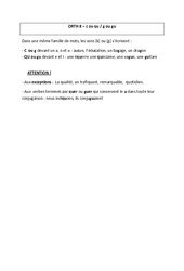 c ou qu - g ou gu - Cours, Leçon - Orthographe : Primaire 5 - PDF à imprimer