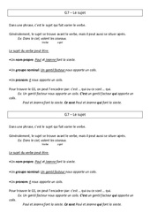 Le sujet - Cours, Leçon : Primaire 3 - PDF à imprimer