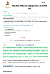 Passé composé conjugué avec l’auxiliaire avoir - Séquence - Fiche de préparation : Primaire 5 - PDF à imprimer