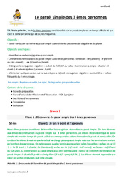 Passé simple des 3 èmes personnes - Séquence - Fiche de préparation : Primaire 5 - PDF à imprimer