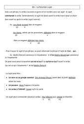 Fonction sujet - Cours, Leçon - Grammaire : Primaire 4, 5 - PDF à imprimer