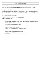 Accord sujet - verbe - Cours, Leçon - Grammaire : Primaire 5 - PDF à imprimer