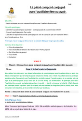 Passé composé conjugué avec l’auxiliaire être ou avoir - Séquence - Fiche de préparation : Primaire 5 - PDF à imprimer