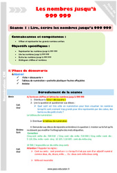 Lire, écrire les nombres jusqu’à 999 999 - Séance 1 - Séquence - Fiche de préparation : Primaire 4 - PDF à imprimer