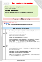 Mots - étiquettes - Séquence - Fiche de préparation : Primaire 4 - PDF à imprimer