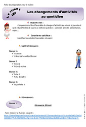 Changements des rythmes d'activités quotidiens - Fiche de préparation : Primaire 2 - PDF à imprimer