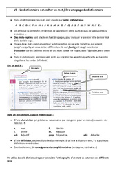 Dictionnaire Chercher un mot / lire une page de dictionnaire - Cours, Leçon - Vocabulaire : Primaire 4 - PDF à imprimer