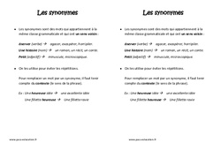 Synonymes - Cours, Leçon : Primaire 4 - PDF à imprimer