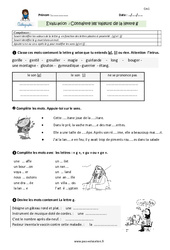 Connaitre les valeurs de la lettre g - Examen Evaluation, bilan  : Primaire 4 - PDF à imprimer