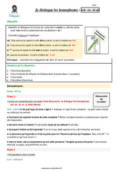 Distinguez les homophones est - es - et - ai - Séquence - Fiche de préparation : Primaire 5 - PDF à imprimer