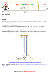 Les multiples - Algèbre - Montessori - Atelier 5 : Primaire 3, 4, 5 - PDF à imprimer
