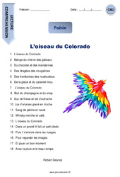 L’oiseau du Colorado - Lecture compréhension - Poésie : Primaire 5 - PDF à imprimer