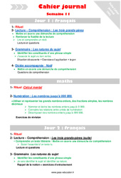 Semaine 11 - Cahier journal - PES - Stagiaires, jeunes profs... : Primaire 4 - PDF à imprimer