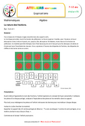 La nature des fractions - Algèbre - Montessori - Atelier 8 : Primaire 3, 4, 5 - PDF à imprimer
