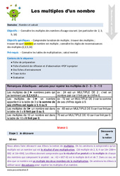 Les multiples d’un nombre - Séquence - Fiche de préparation : Primaire 4 - PDF à imprimer