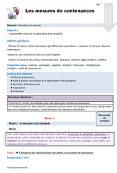 Mesures de contenances - Séquence - Fiche de préparation : Primaire 5 - PDF à imprimer