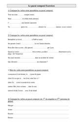 Passé composé - Exercices de conjugaison : Primaire 3 - PDF à imprimer