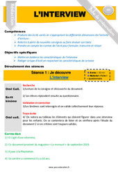 L’interview - Rédaction - Production d'écrit - Séquence - Fiche de préparation : Primaire 4, 5 - PDF à imprimer
