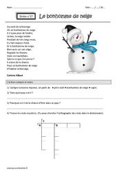 Le bonhomme de neige - Dictée accompagnée n°27 : Primaire 4 - Cycle 3 - PDF à imprimer