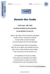Demain dès l’aube - Poème - Lecture : Primaire 5 - PDF à imprimer