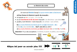 Le féminin des noms - Cours, Leçon, trace écrite : Primaire 4 - PDF à imprimer