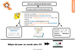 Lire un article de dictionnaire - Cours, Leçon, trace écrite : Primaire 5 - PDF à imprimer