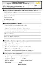 Le présent des verbes particuliers en - eter, - eler, - yer - Évaluation, bilan : Primaire 5 - PDF à imprimer