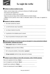 Le sujet du verbe - Exercices, révisions : Primaire 5 - PDF à imprimer