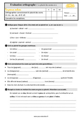Le pluriel des noms en X - Évaluation, bilan : Primaire 5 - PDF à imprimer