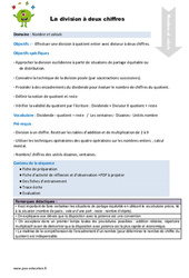 La division à deux chiffres - Séquence - Fiche de préparation : Primaire 5 - PDF à imprimer