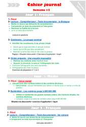 Semaine 15 - Cahier journal - PES - Stagiaires, jeunes profs... : Primaire 4 - PDF à imprimer
