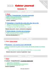 Semaine 16 - Cahier journal - PES - Stagiaires, jeunes profs... : Primaire 4 - PDF à imprimer