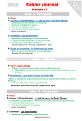 Semaine 17 - Cahier journal - PES - Stagiaires, jeunes profs... : Primaire 4 - PDF à imprimer
