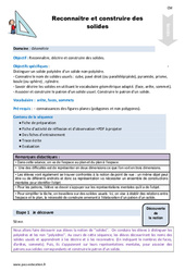 Reconnaitre et construire des solides - Fiche de préparation : Primaire 4 - PDF à imprimer