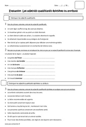 Adjectifs qualificatifs, épithètes ou attributs - Examen Evaluation : Primaire 5 - PDF à imprimer