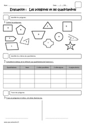 Polygones et quadrilatères - Examen Evaluation : Primaire 5 - PDF à imprimer