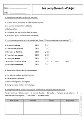 Compléments d'objet - COD, COI, COS - Révisions : Secondaire 1 - PDF à imprimer