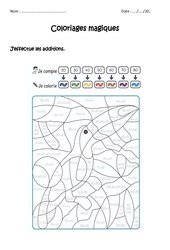 Additionner des dizaines - Coloriage magique  : Primaire 1, 2 - PDF à imprimer
