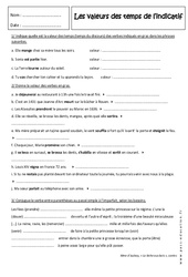 Indicatif - Valeurs des temps - Exercices : Secondaire 1 - PDF à imprimer