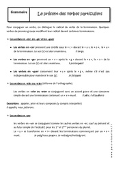Présent des verbes particuliers - Cours : Secondaire 1 - PDF à imprimer