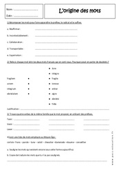 Histoire des mots - Exercices sur l'origine et la création de mots nouveaux : Secondaire 1 - PDF à imprimer