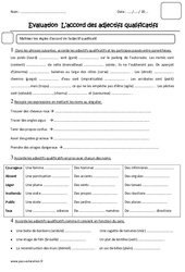 Accord des adjectifs qualificatifs - Examen Evaluation : Primaire 5 - PDF à imprimer