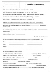 Subjonctif présent - Révisions : Secondaire 2 - PDF à imprimer