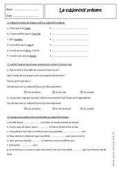 Présent du subjonctif - Exercices : Secondaire 2 - PDF à imprimer