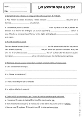 Sujet, verbe et participe passé - Exercices sur les accords : Secondaire 2 - PDF à imprimer