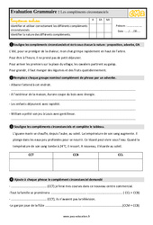 Les compléments circonstanciels - Évaluation, bilan : Primaire 5 - PDF à imprimer