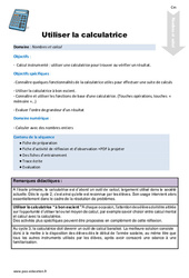 Utiliser la calculatrice - Séquence - Fiche de préparation : Primaire 5 - PDF à imprimer