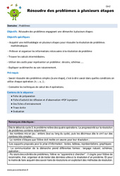 Résoudre des problèmes à plusieurs étapes - Séquence - Fiche de préparation : Primaire 5 - PDF à imprimer
